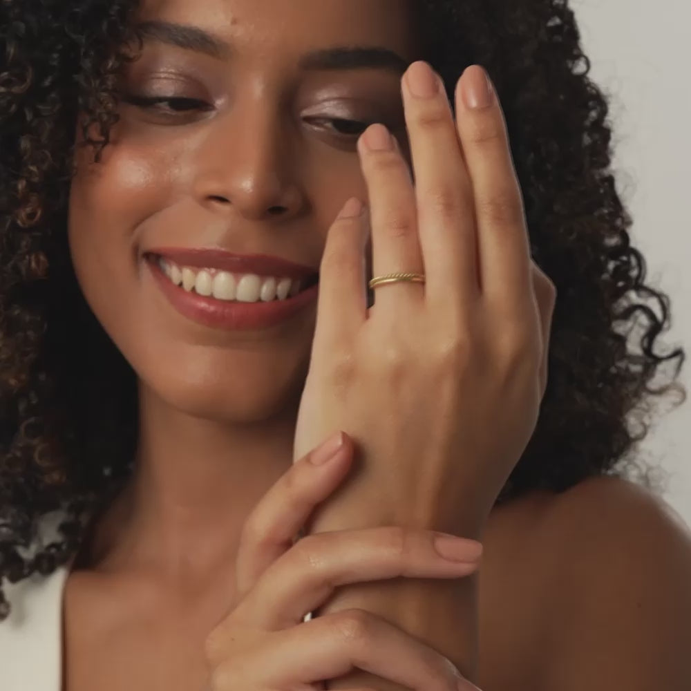 14K Gold Twisted Rope Ring Set Ferkos Fine Jewelry