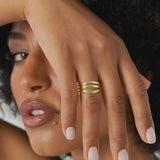 14K Stacked Chunky Curved Ring