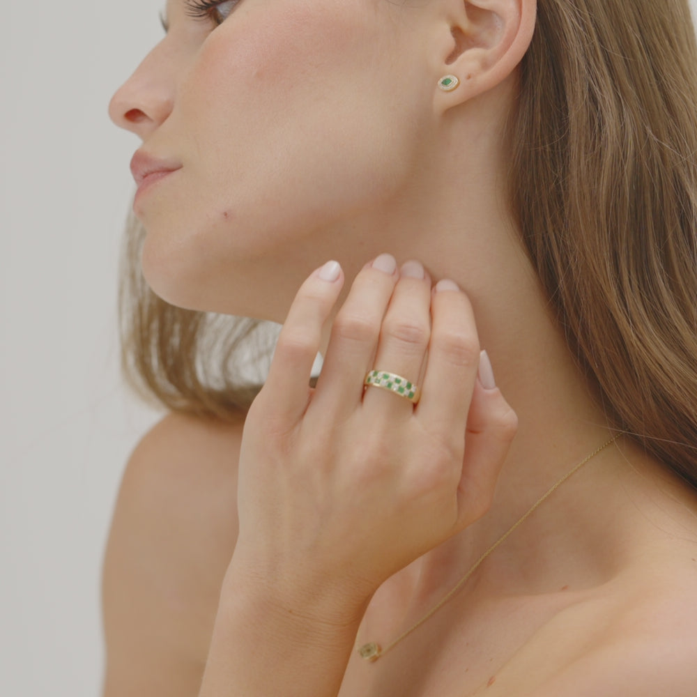 14k Marquise Emerald Diamond Halo Stud Earrings Ferkos Fine Jewelry