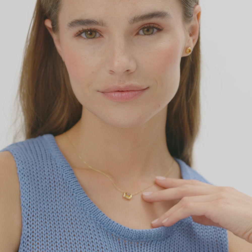 14K Prong Setting Oval Shaped Citrine Necklace Ferkos Fine Jewelry