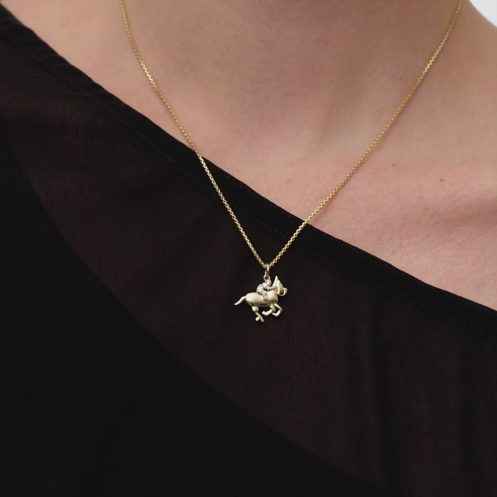 14k Diamond Horse Charm Necklace Ferkos Fine Jewelry