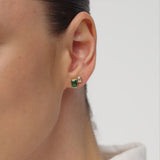 1.26 ctw 14K Lab Grown Emerald & Emerald Cut Diamond Toi et Moi Stud Earrings Ferko's Fine Jewelry