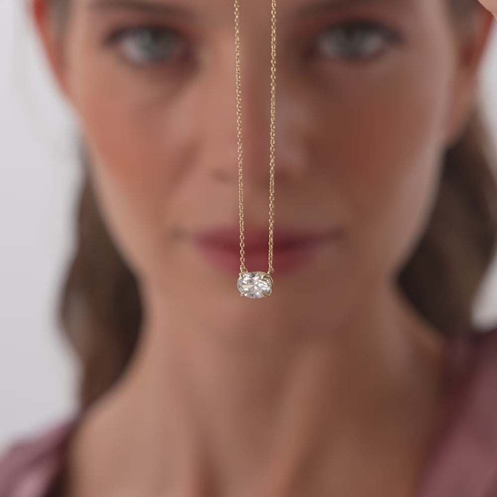 1.00 Ctw 14k Prong Setting Oval Shape Lab Grown Diamond Solitaire Necklace - Mara Ferkos Fine Jewelry