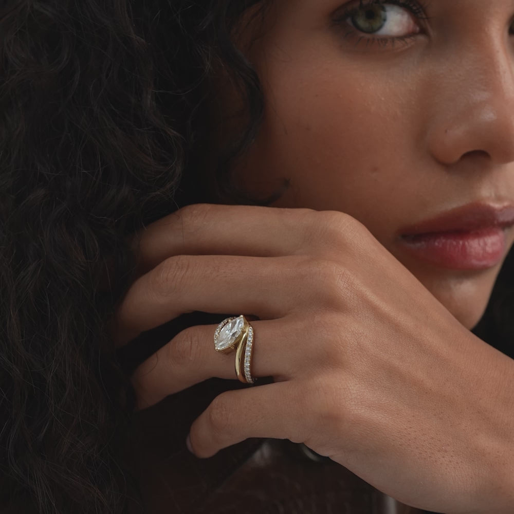 2.35 CTW 14K Marquise Shape Unique Lab Grown Diamond Engagement Ring - Celia Ferkos Fine Jewelry