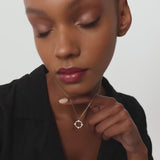 14k All Diamond Clover Circle Necklace