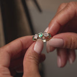 14K Gold Lab Grown Round Diamond and Emerald Anniversary Band