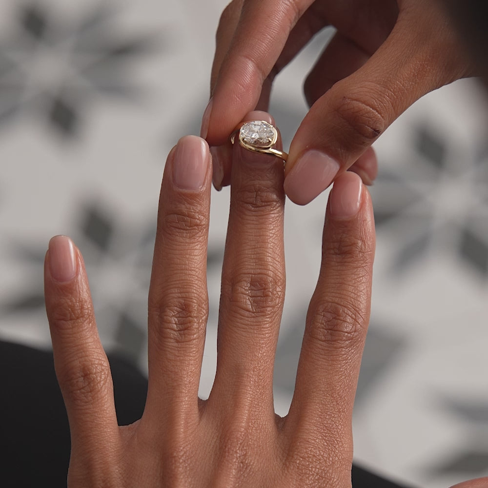 1.50ctw 14k Oval Shaped LabGrown Diamond Bypass Engagement Ring - Bianca Ferkos Fine Jewelry