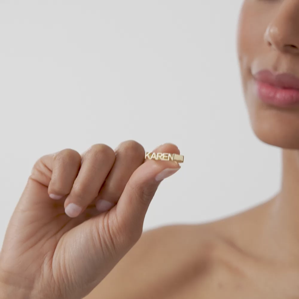 14K Personalized Bold Gold Nameplate Ring Ferkos Fine Jewelry