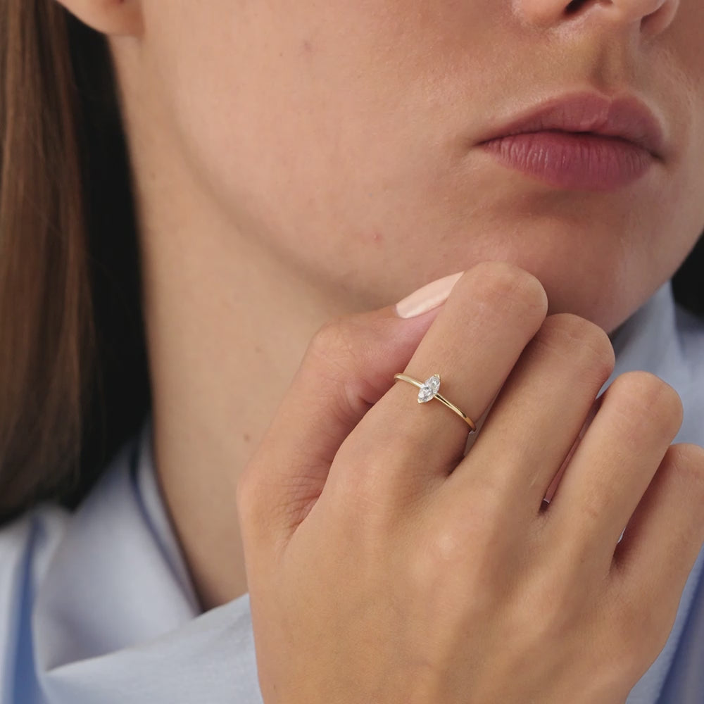 0.25 ctw 14K Gold Marquise Lab Grown Diamond Solitaire Ring video