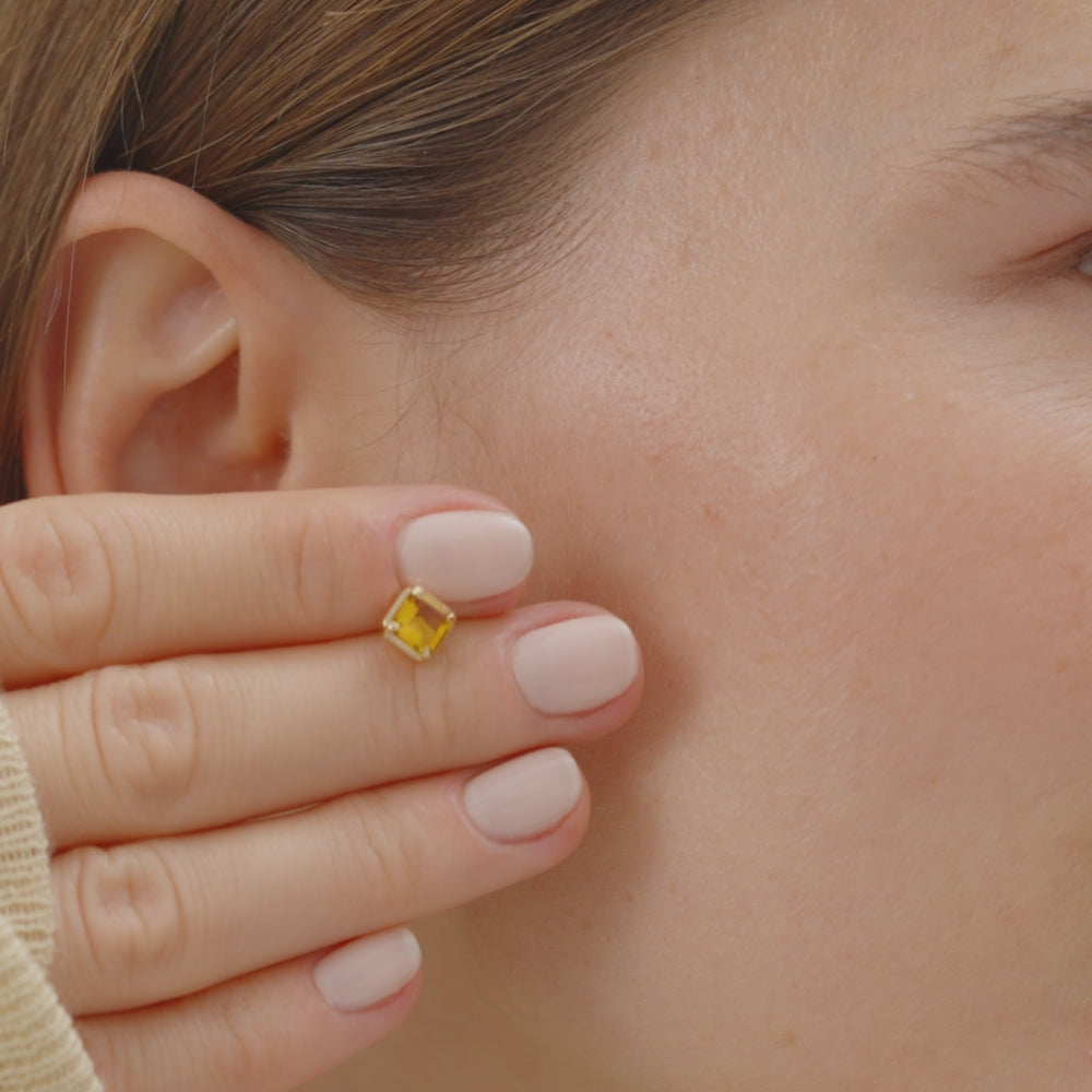 14K Asscher Cut Citrine Stud Earrings Ferkos Fine Jewelry
