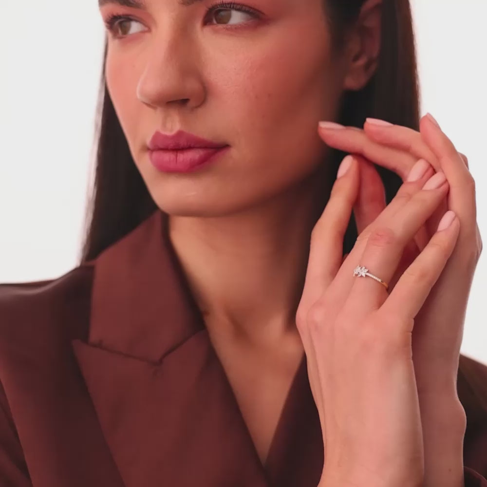 14k Marquise Shaped Diamond Flower Design Statement Ring Ferkos Fine Jewelry