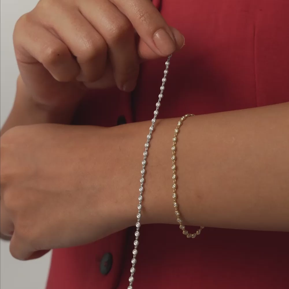14K Gold Bezel Setting Diamond Tennis Bracelet Ferkos Fine Jewelry