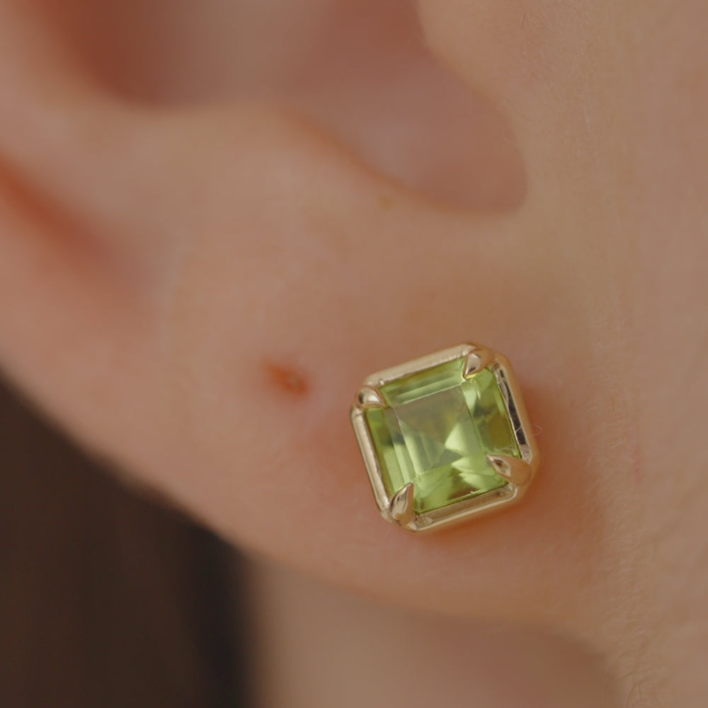 14K Asscher Cut Peridot Stud Earrings Ferkos Fine Jewelry