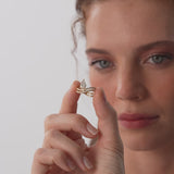 1.35 Ctw 14k Pear Shaped Lab Grown Twisted Pave Band Diamond Engagement Ring - Ivana Ferkos Fine Jewelry