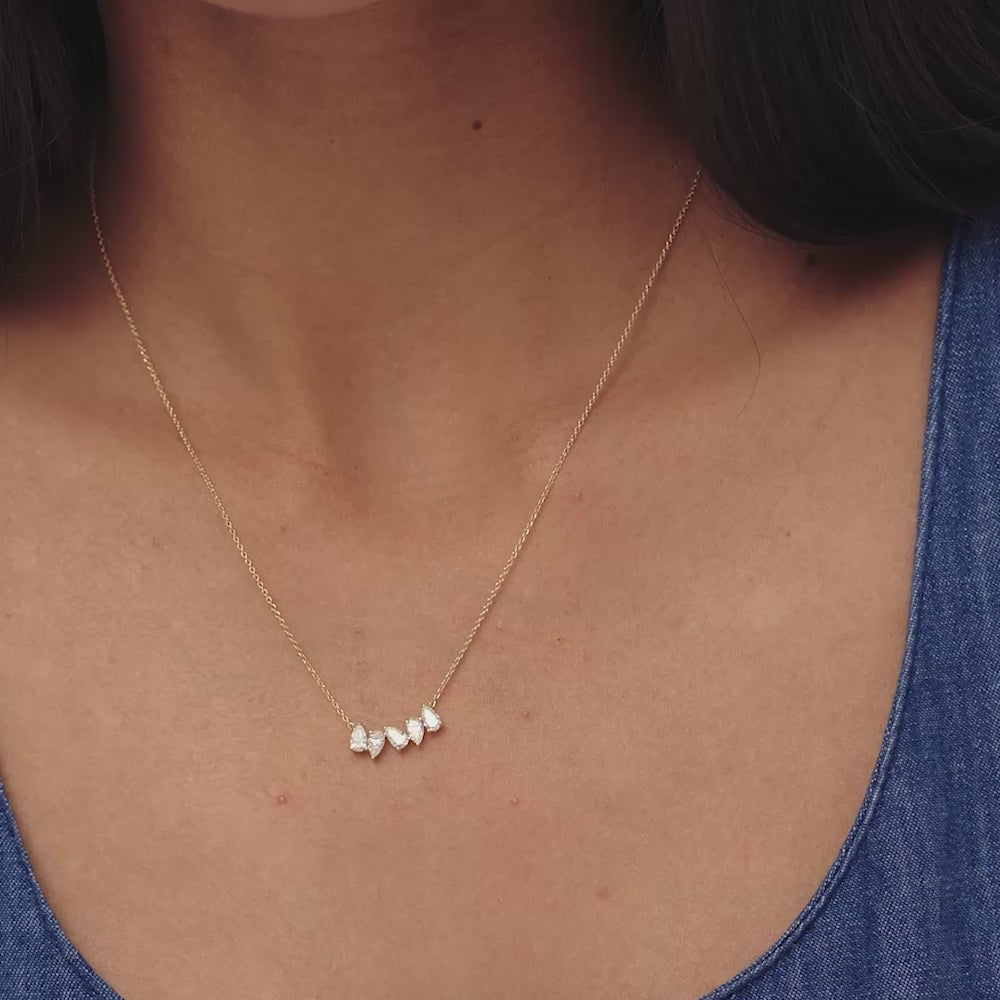 14K Pear Shape Lab Grown Cluster Diamond Necklace - Naya Ferkos Fine Jewelry