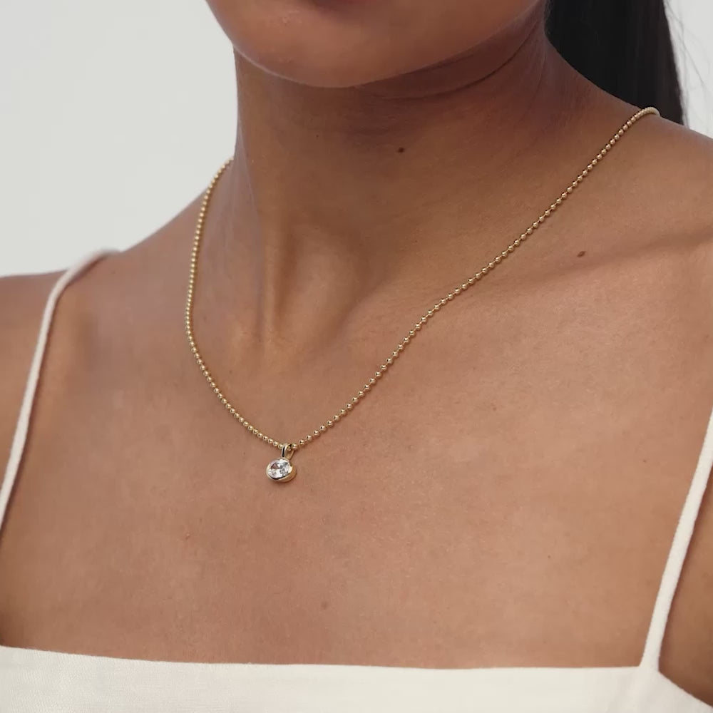 1 CTW 14K West to East Oval Shape Lab Grown Diamond Charm - Yana Ferkos Fine Jewelry