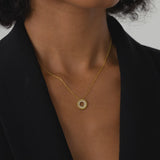 14k Beaded Diamond Circle Necklace