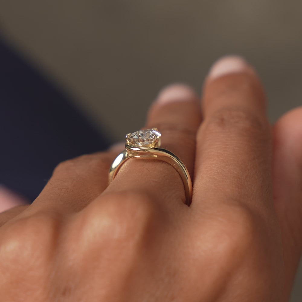 1.50 Ctwt 14k Gold Lab Grown Pear Diamond Ring with Bypass Design - Novelle Ferkos Fine Jewelry