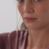 1.00 Ctw 14k Bezel Setting Oval Shaped Lab Grown Diamond Charm Necklace - Vivia Ferkos Fine Jewelry