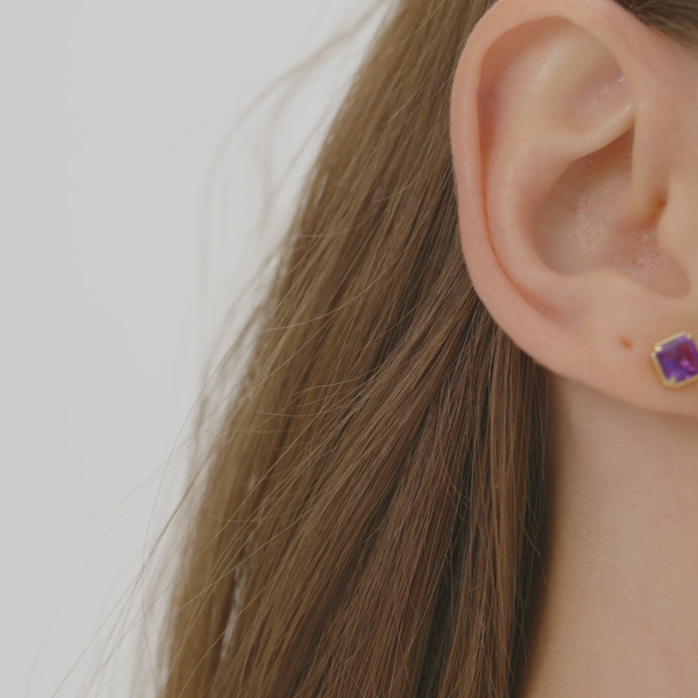 14K Asscher Cut Amethyst Stud Earrings Ferkos Fine Jewelry