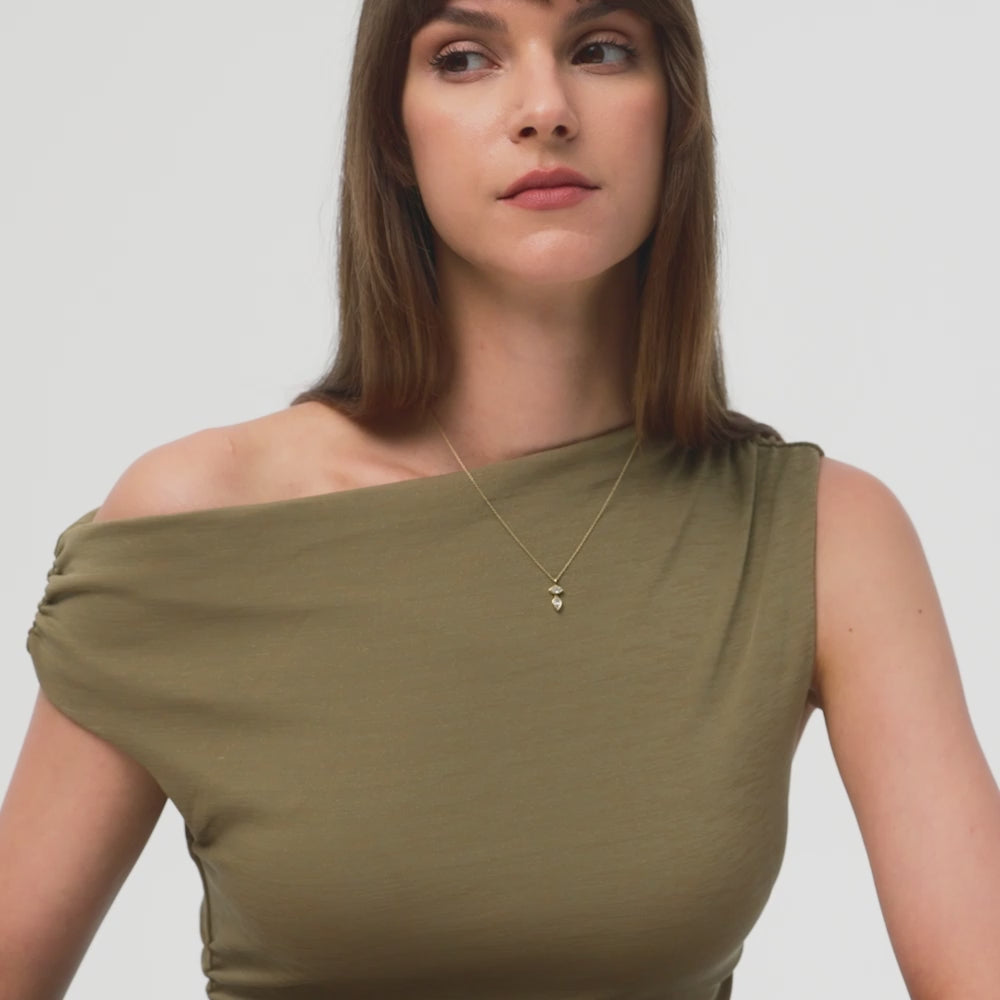 14K Lab Diamond Drop Necklace - Alea Ferkos Fine Jewelry