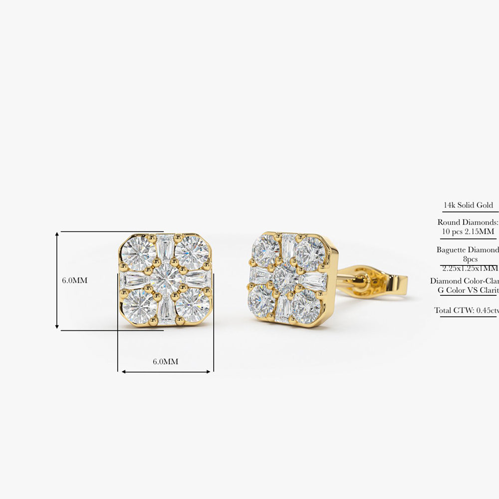 Men's 14K Gold Filled Round Diamond Stud Earrings