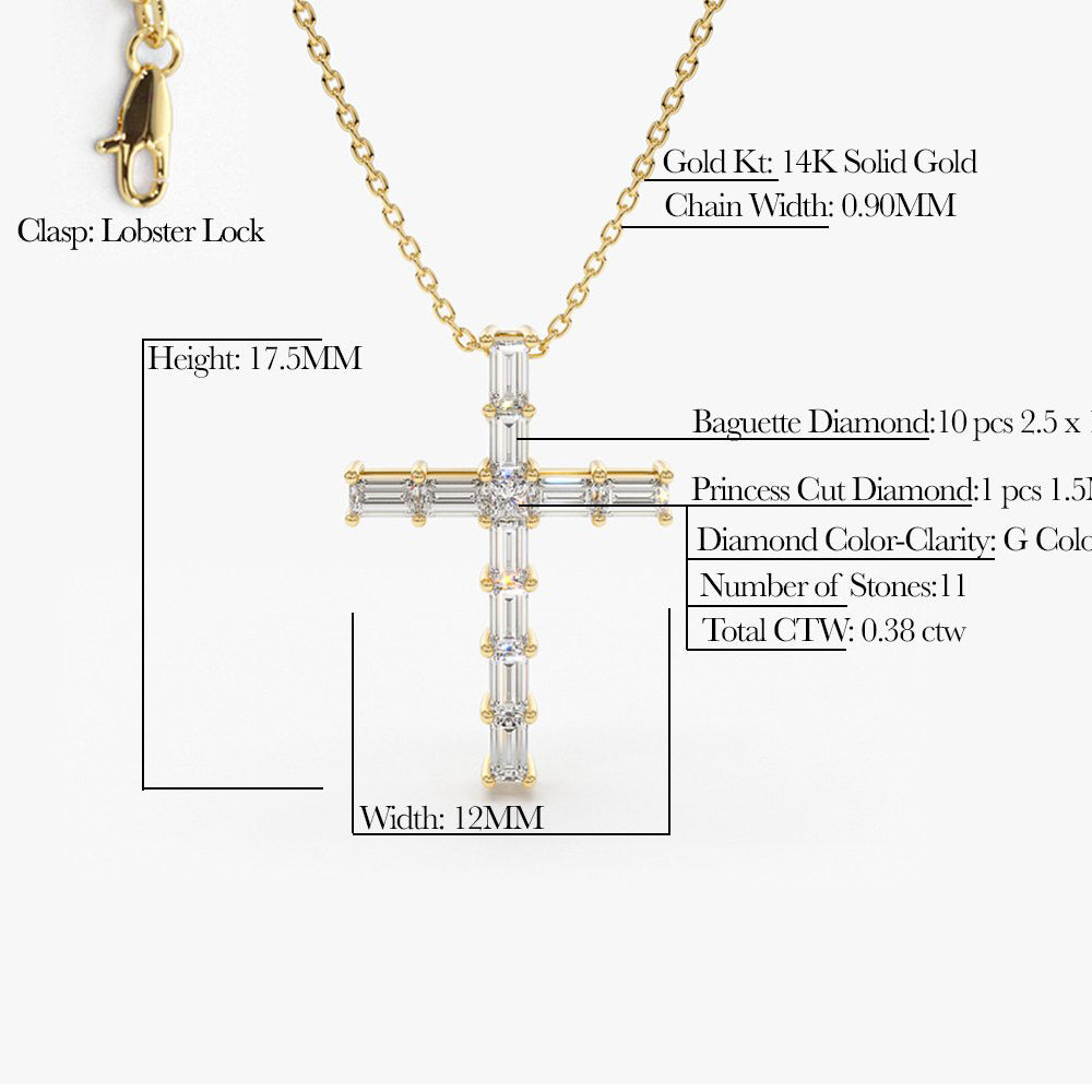 14K Baguette Diamond Cross  Ferkos Fine Jewelry