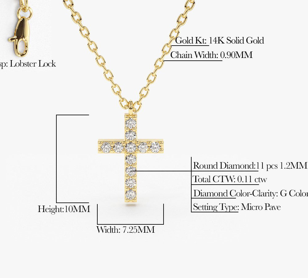 14K Gold Micro Pave Diamond Cross Necklace – FERKOS FJ