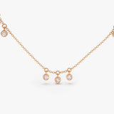 14K Gold 9 Diamond Dangle Necklace 14K Rose Gold Ferkos Fine Jewelry