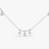 14K Gold 9 Diamond Dangle Necklace 14K White Gold Ferkos Fine Jewelry