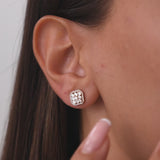 14k Baguette Diamond Earrings in Halo Setting