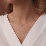 14K Gold Diamond Sun Circle Necklace