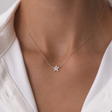 14k Marquise Shaped Diamond Flower Design Necklace