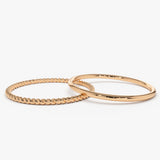 14K Gold Twisted Rope Ring Set 14K Rose Gold Ferkos Fine Jewelry
