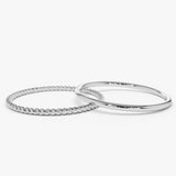 14K Gold Twisted Rope Ring Set 14K White Gold Ferkos Fine Jewelry