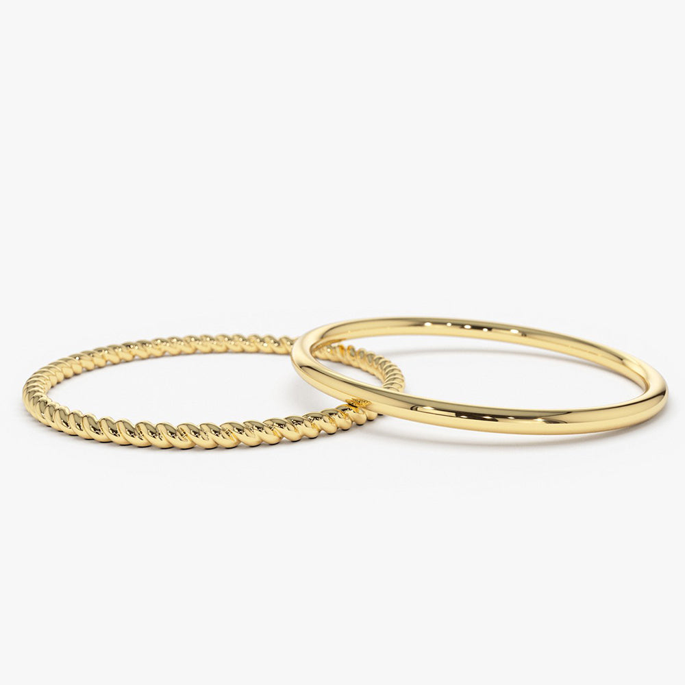 14K Gold Twisted Rope Ring Set 14K Gold Ferkos Fine Jewelry