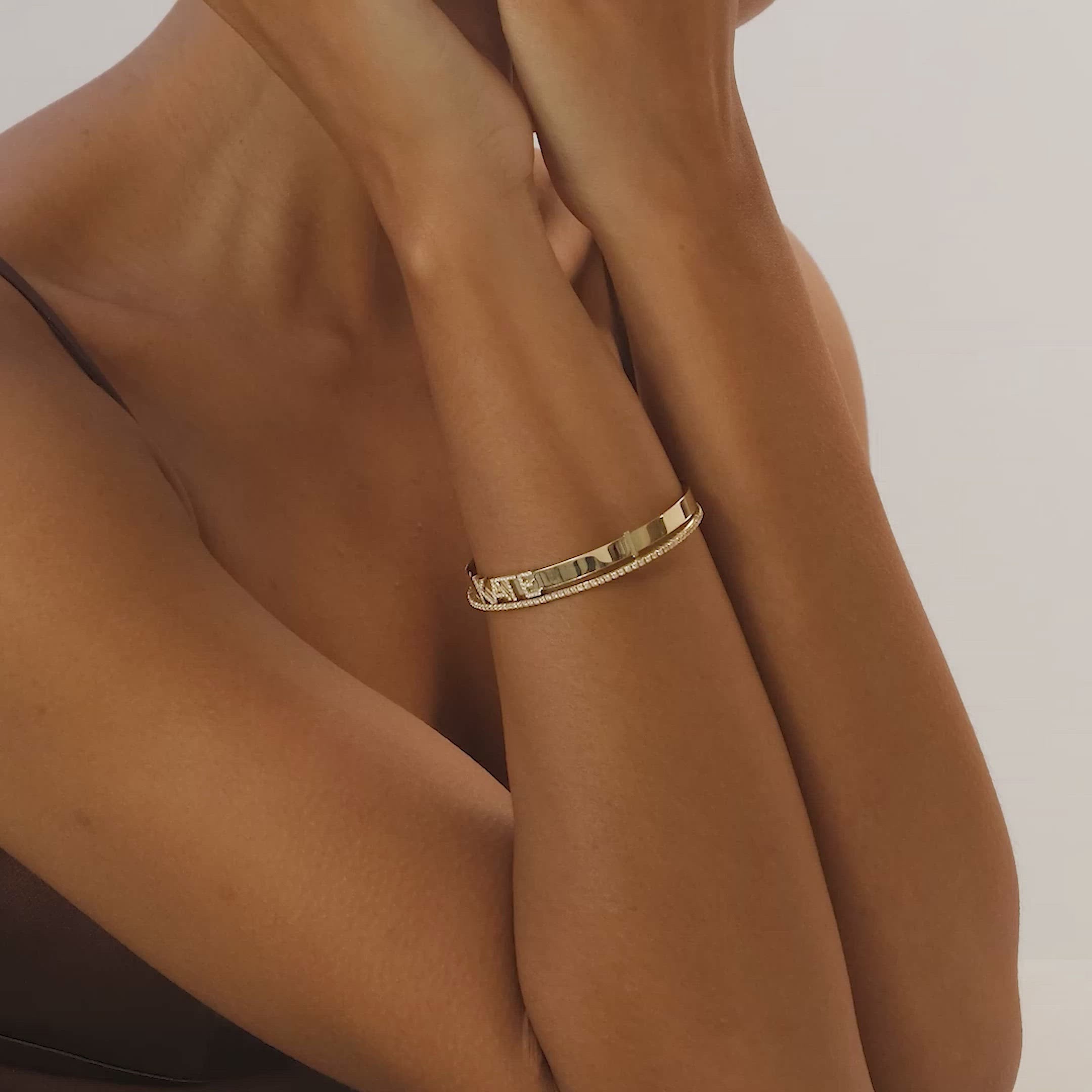 14K 5MM Sliding Diamond Initials Bangle Ferkos Fine Jewelry