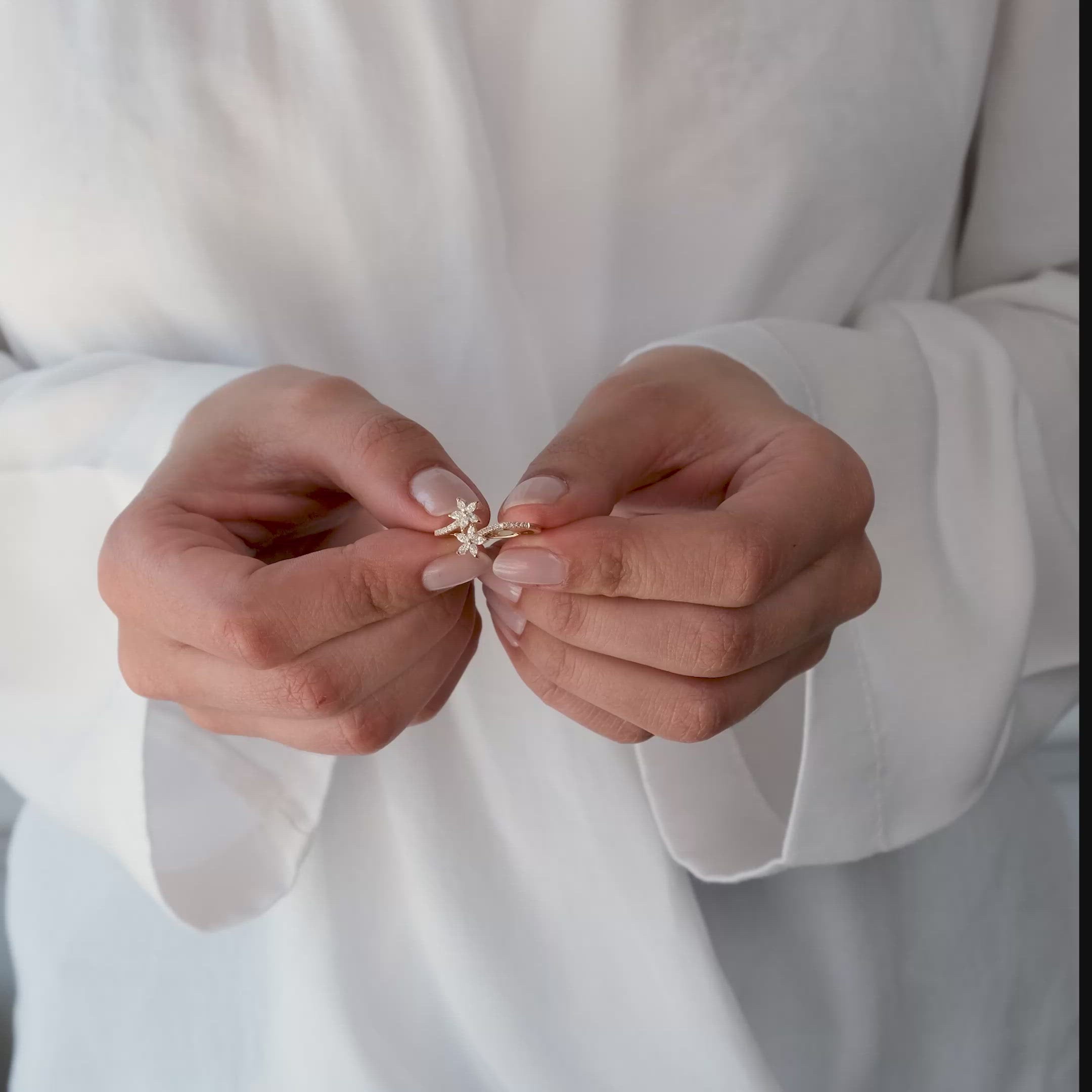 Marquise Diamond Flower Bypass Ring in 14k Ferkos Fine Jewelry