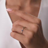 14k Full Eternity Clover Sapphire and Diamond Ring
