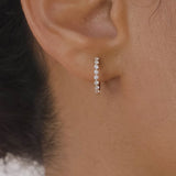 14k Solid Gold Shared Prong Diamond Hoop Earrings