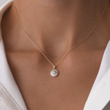14k Baguette Diamond and Round Diamond Cluster Necklace