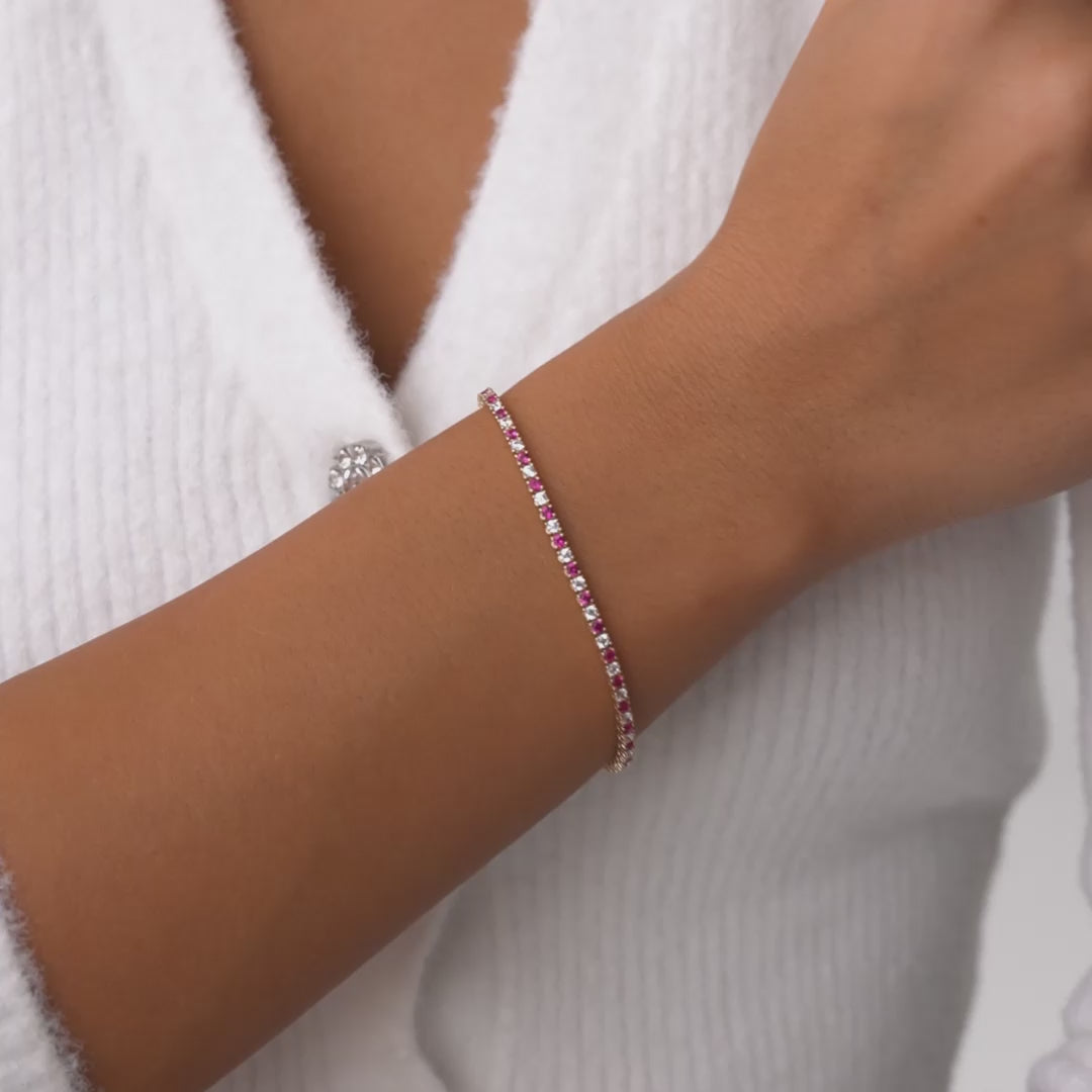 14k Prong Setting Diamond and Ruby Tennis Bracelet Ferkos Fine Jewelry