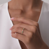 14k Full Eternity Clover Emerald and Diamond Ring