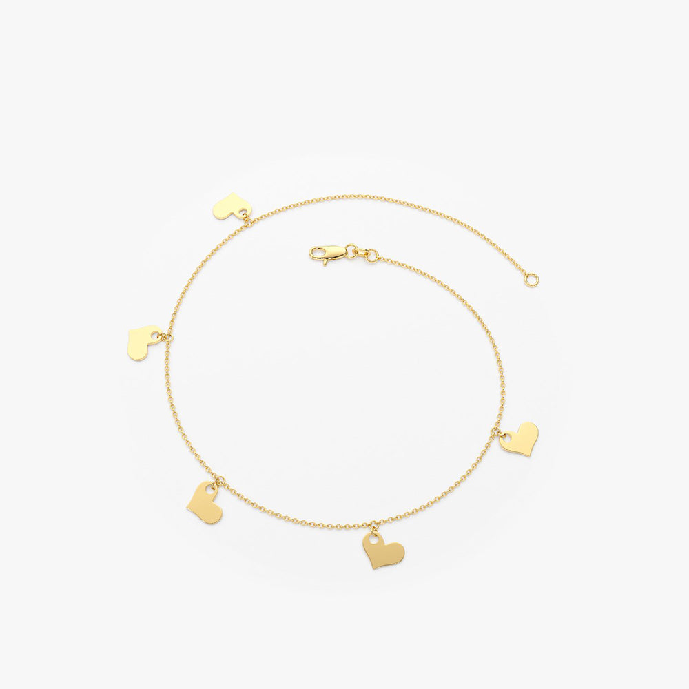 14K Solid Gold Dangle Heart Bracelet – FERKOS FJ