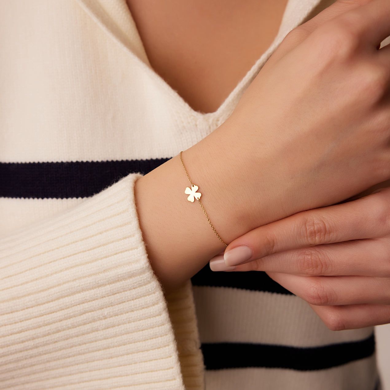 14K Gold Four Leaf Clover Charm Bracelet – Ferkos Fine Jewelry