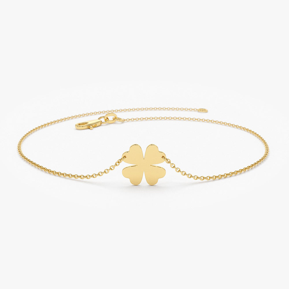 14K Gold Four Leaf Clover Charm Bracelet 14K Gold Ferkos Fine Jewelry