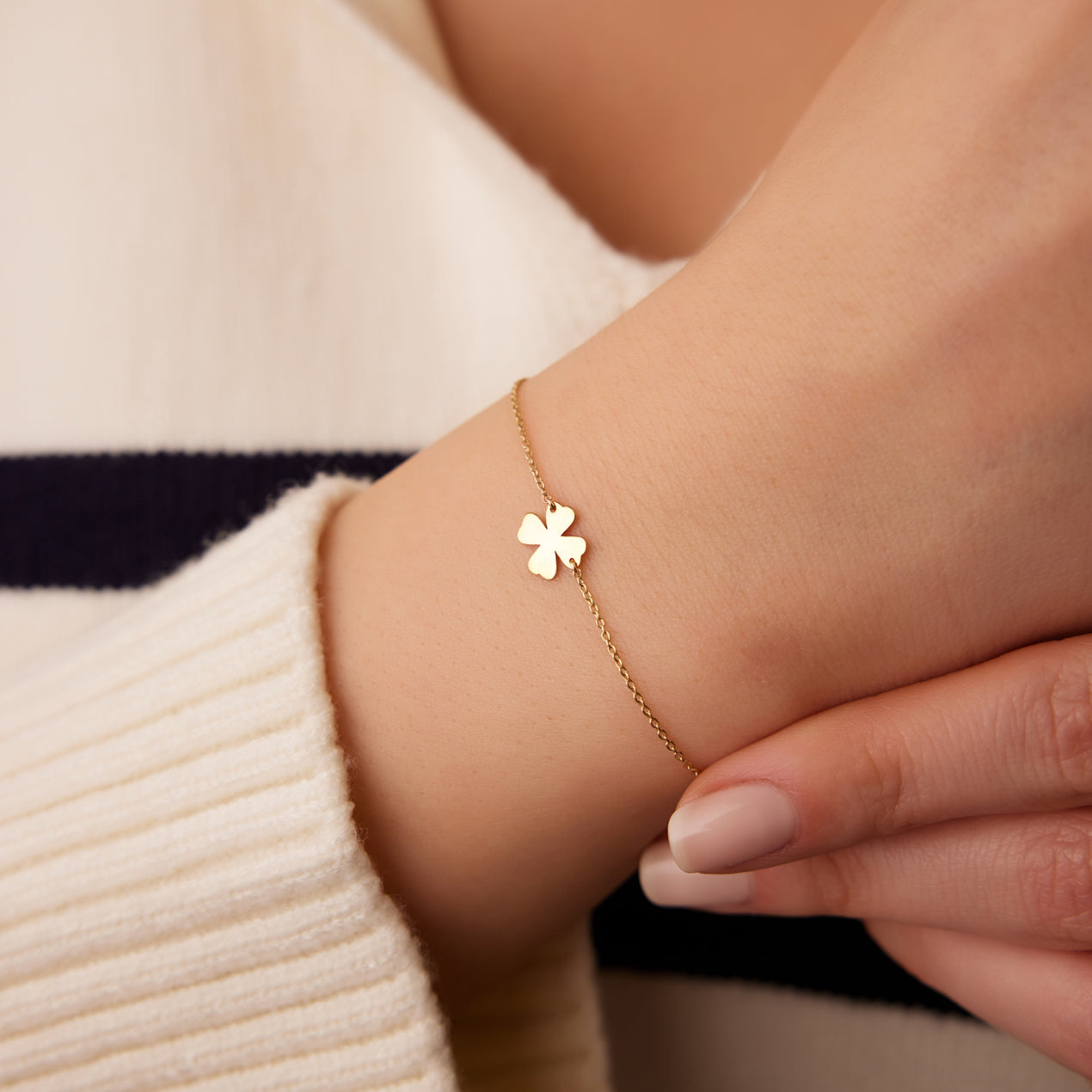 14K Gold Four Leaf Clover Charm Bracelet – Ferkos Fine Jewelry