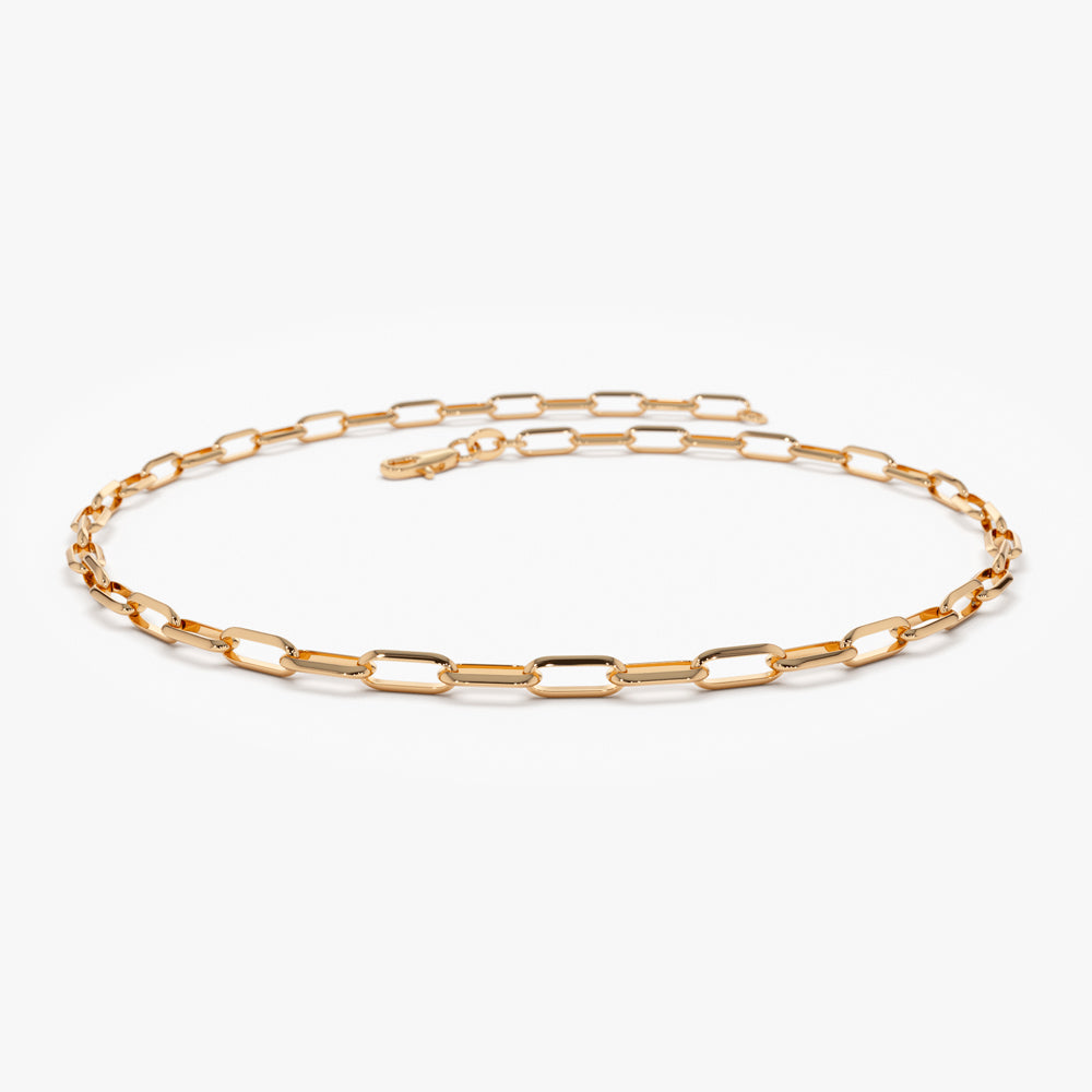 14K Twist Link Paper Clip Chain Bracelet 14K Yellow Gold / 6.5 Inches by Baby Gold - Shop Custom Gold Jewelry