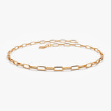 14k Solid Gold Tiny Paper Clip Link Bracelet 14K Rose Gold Ferkos Fine Jewelry