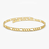 14k Gold Figaro Chain Bracelet 3MM Ferkos Fine Jewelry
